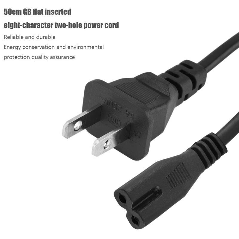 Nätkabel förlängningssladd ac nätadapter sladd platt kabel kontakter 2 stift 2- stift 50cm us nätkontakt kabel