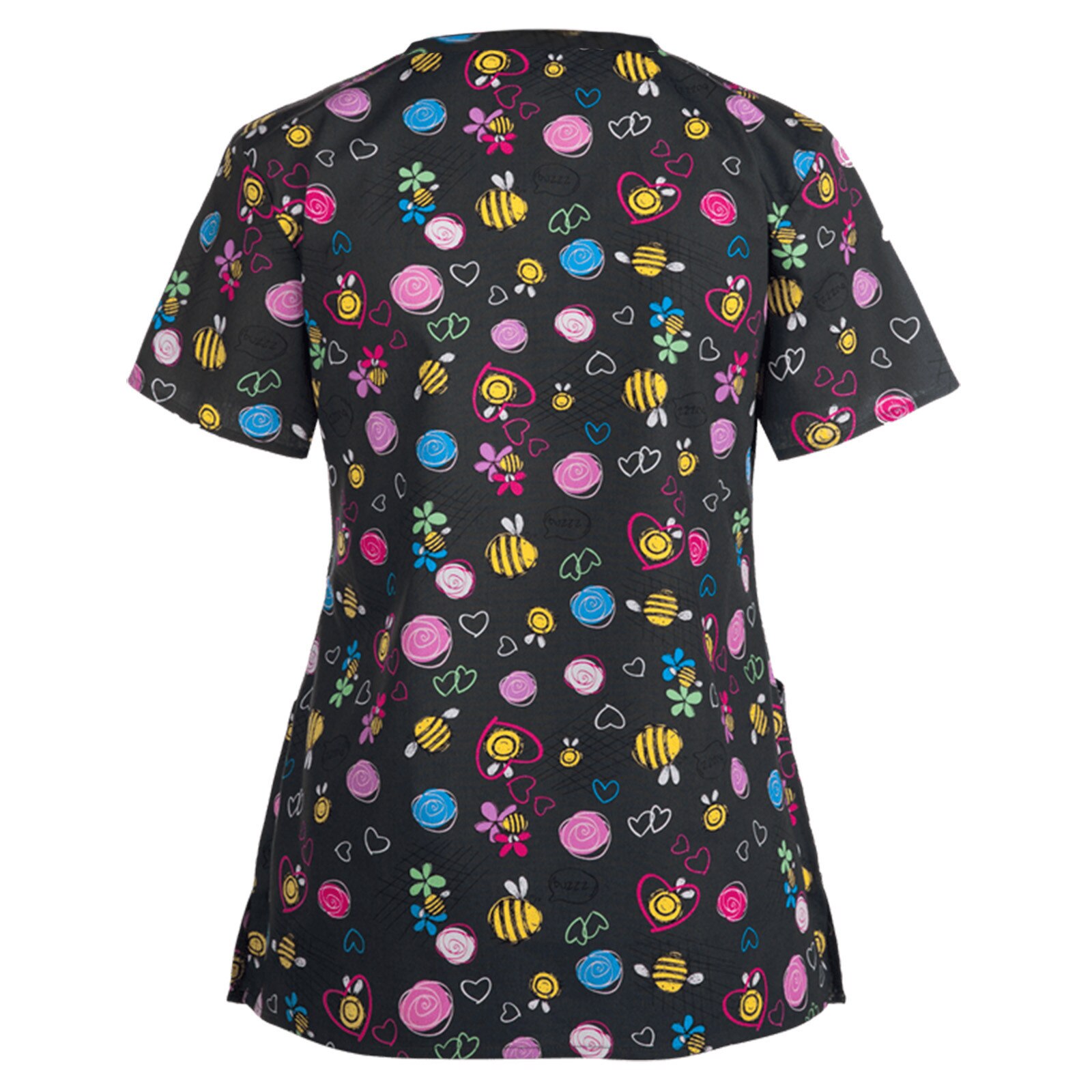 Uniform Nurse Women Top Summer Short Sleeve V-neck Floral Printed Working Uniform Nurse Blouse Scrubs Costume Accessories Female