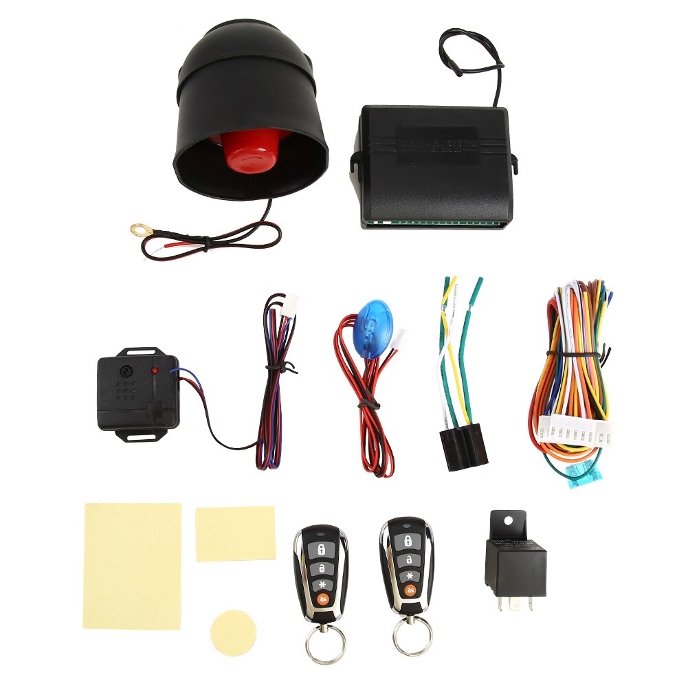 Auto Alarm Centrale Vergrendeling Kit Startonderbreker Met Shock Sensor 2 Afstandsbedieningen Auto Afstandsbediening Vergrendeling Centrale Deur Kit