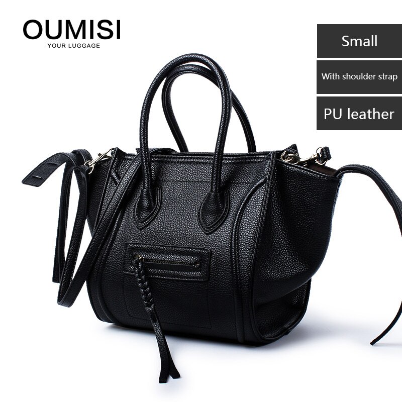 Bolso trapecio de alas de estilo a la , bolso de mujer de gran capacidad, bolso sonriente de superior: Black