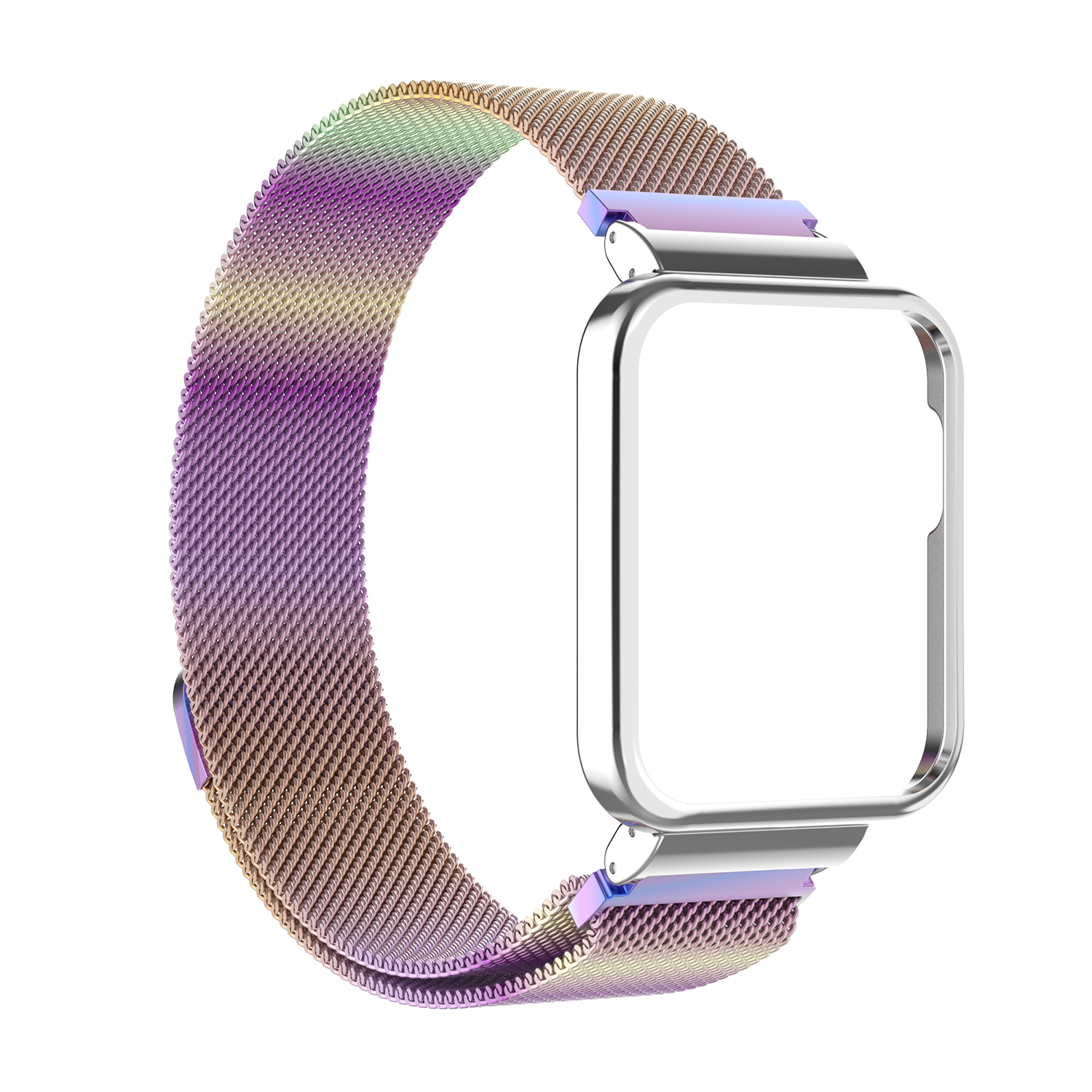 Mi lanese magnetyczny korea Mi zegarek Lite 2 metalowa pętla magnetyczna korea dla czerwonego mi zegarek 2 bransoletka nadgarstek + skrzynki pokrywa: Colorful-Silver Case / Mi Watch Lite