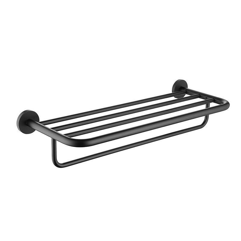 Mat sort håndklædeholder badeværelse kroge hardware sæt håndklæde bar sæbe opvask håndklæde ring toilet børste papir holder badeværelse tilbehør: Håndklædestativ