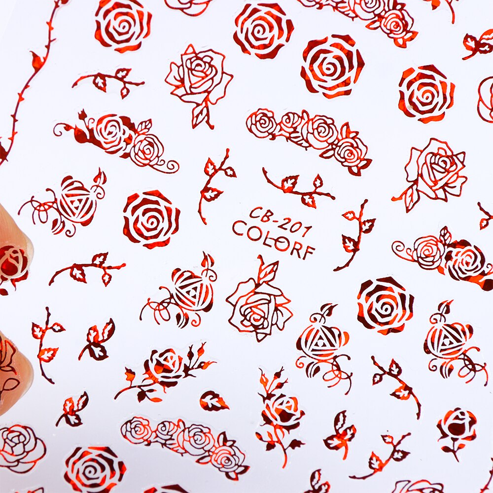 Pegatina romántica 3D en 3D para uñas, calcomanía con imágenes abstractas de rosas y corazones, deslizador de uñas Sexy para chica, decoración artística para uñas, LACB196-203-1, 1 Uds.