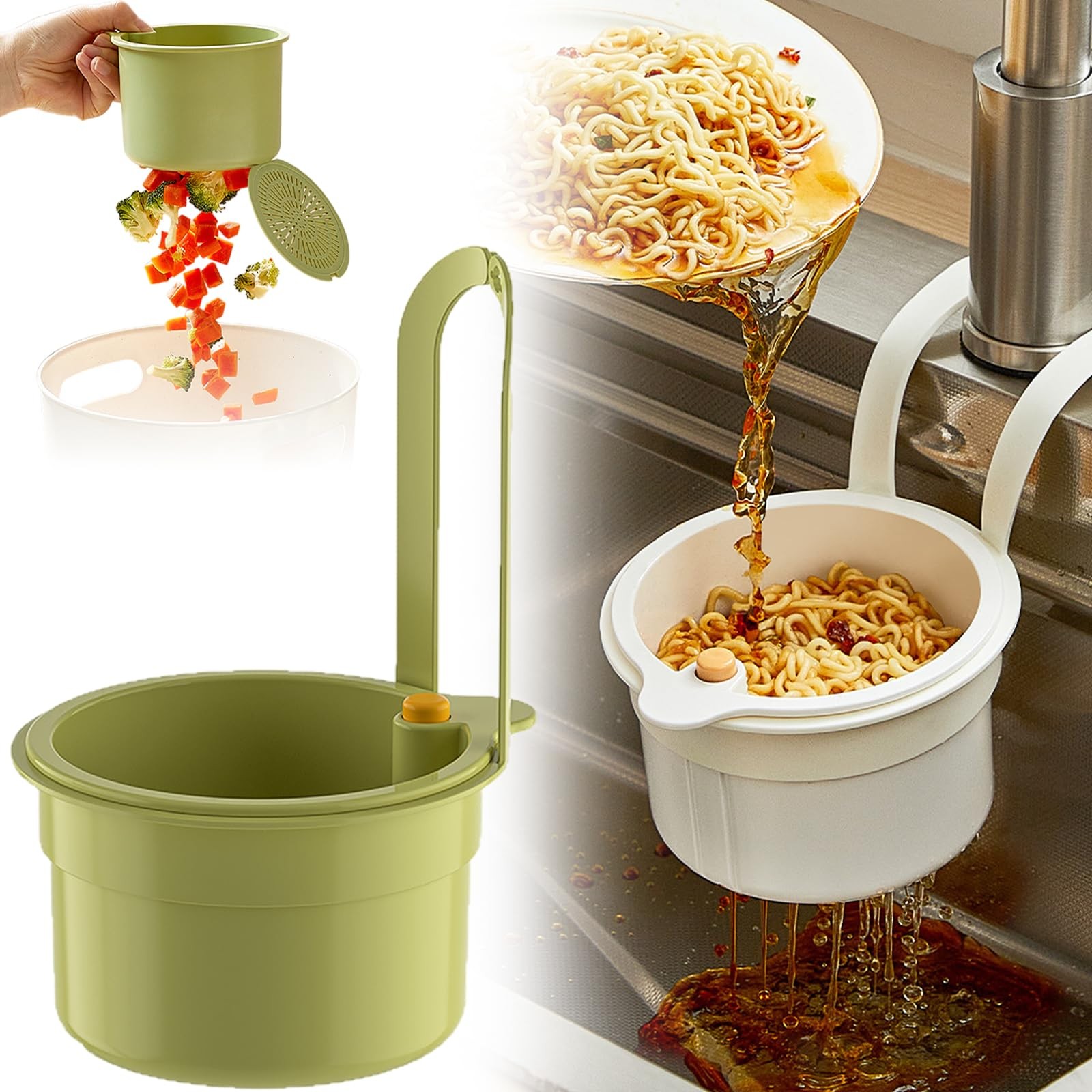 Kitchen Sink Filter Strainer Multifunction Drain Basket Fruit Vegetable Drainer Rack Water Filter Kitchen Organizer Basket 2pcs: green