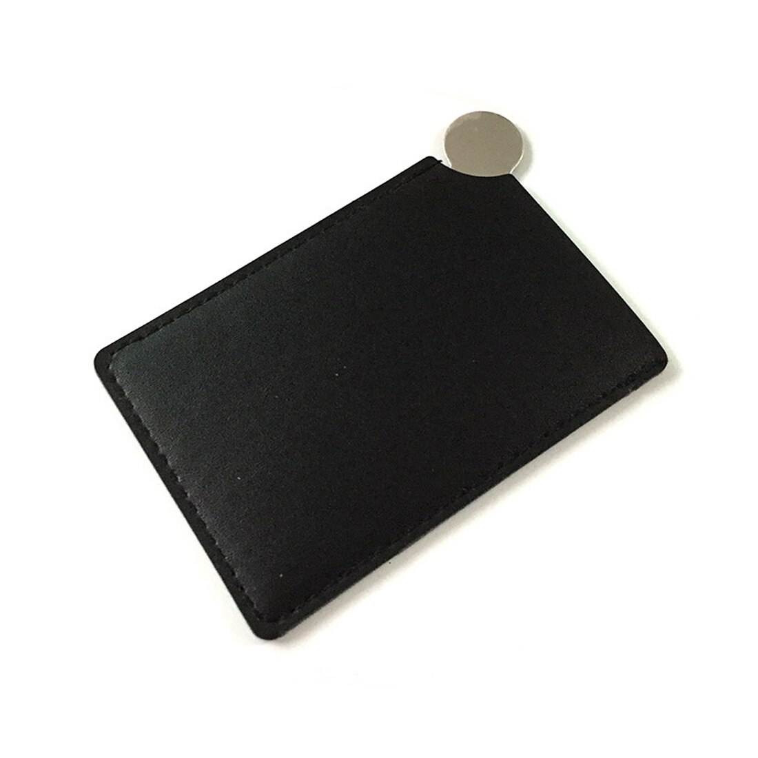 Onbreekbaar Draagbare Reizen Make-Up Spiegel Card Style Pocket Cosmetische Mini Spiegel Pu Leer Rvs Kaart: black