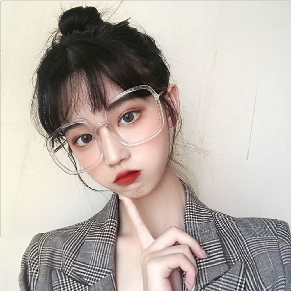 High Unisex large frame glasses square Plain glasses Optical Spectacle Anti blue light Computer glasses for women men