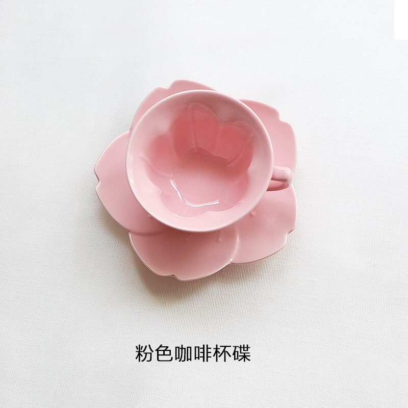 Japanese cherry blossom coffee cup plate ceramic milk tea afternoon flower sakura tea saucer spoon set drinkware coffeeware