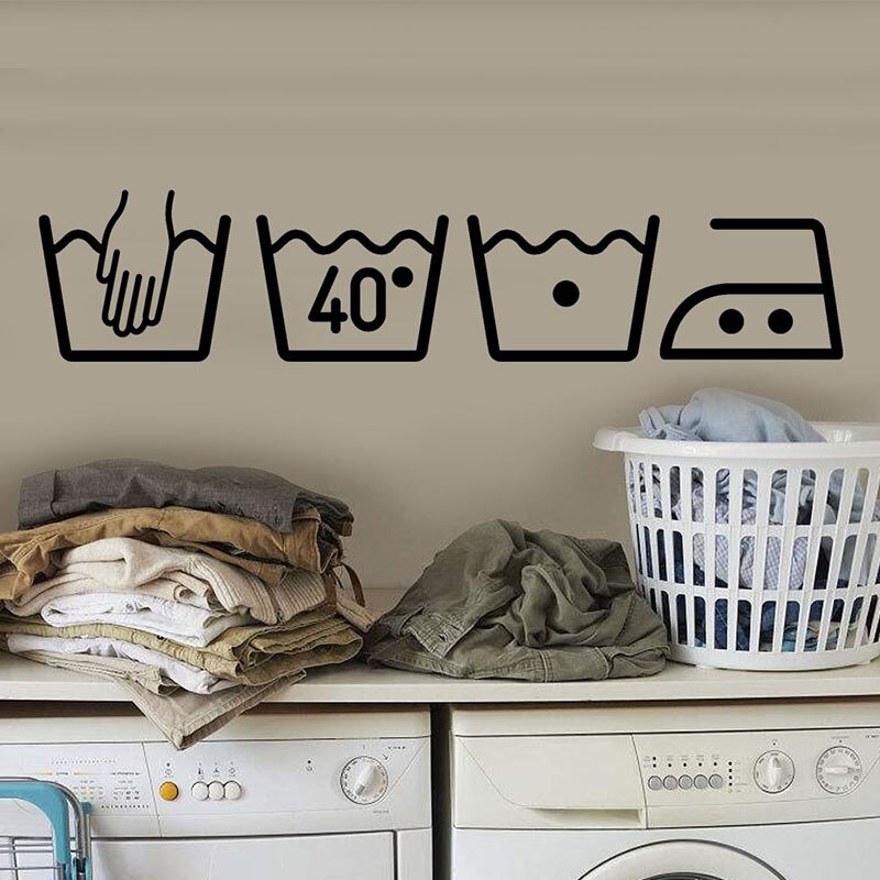 BRICOLAGE machine À Laver Affiche Buanderie Autocollant Vinyle Autocollant de Meubles Salle De Bain Mur Autocollant Rappel Étiquette Stickers Muraux Autocollant