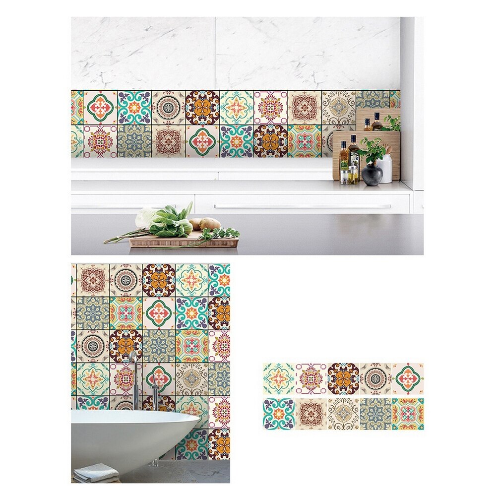 10pcs PVC bathroom anti-slip floor tiles tile floor waterproof stickers wall stickers wall decoration kitchen oil proof wallpape