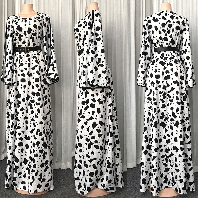 African Clothes Leopard Print Robe Long Dress Women African Dresses For Women O-Neck Flare Sleeve Maxi Dress Dashiki Vestidos