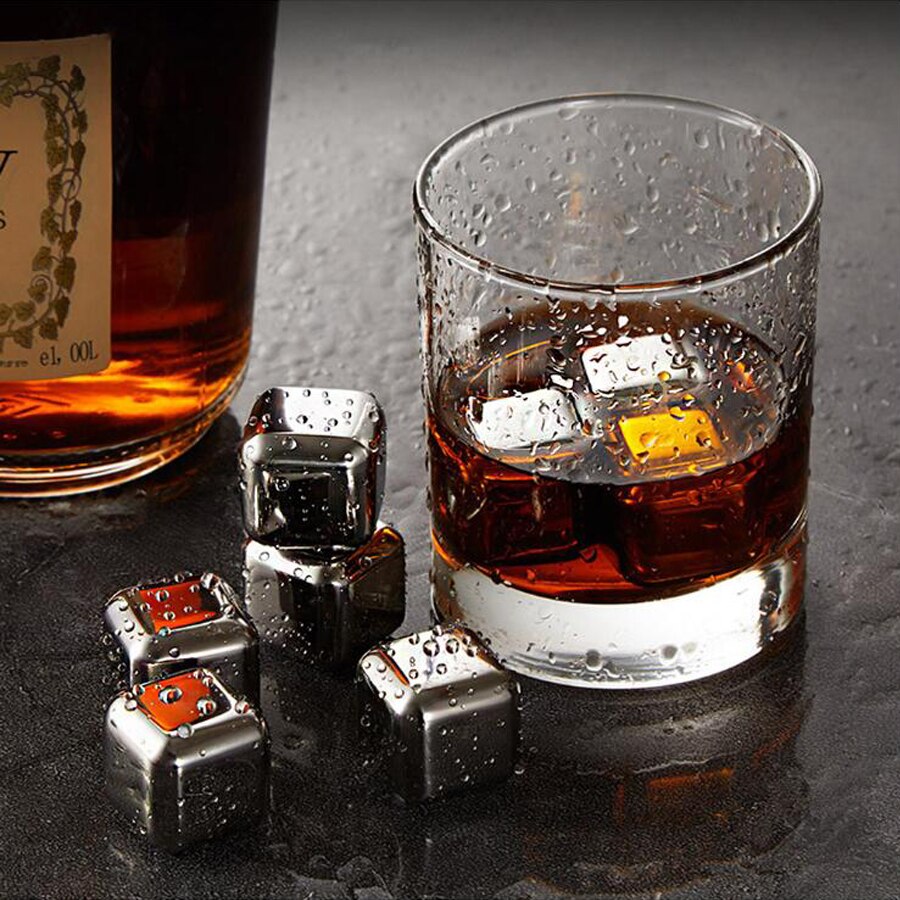 Edelstahl Eiswürfel Whisky Wein Chilling Stein Für Wodka Champagner Würze Mehrweg Kühler Für Bar Werkzeuge Set