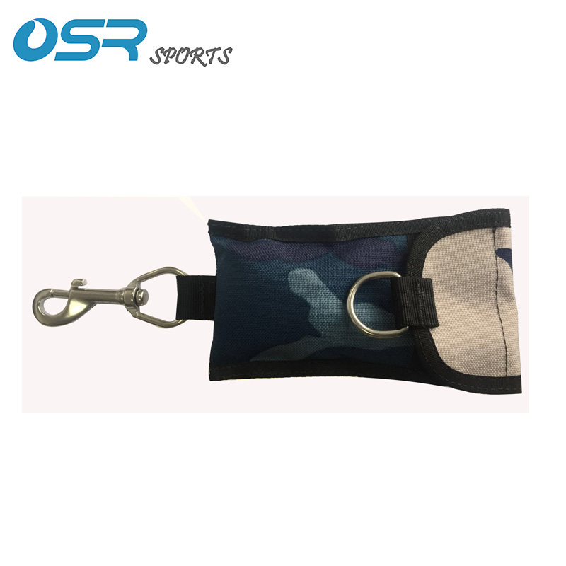 Scuba diving Trim single reef hook 316 Stainless Steel with outer pocket diving accessory: Blue camo