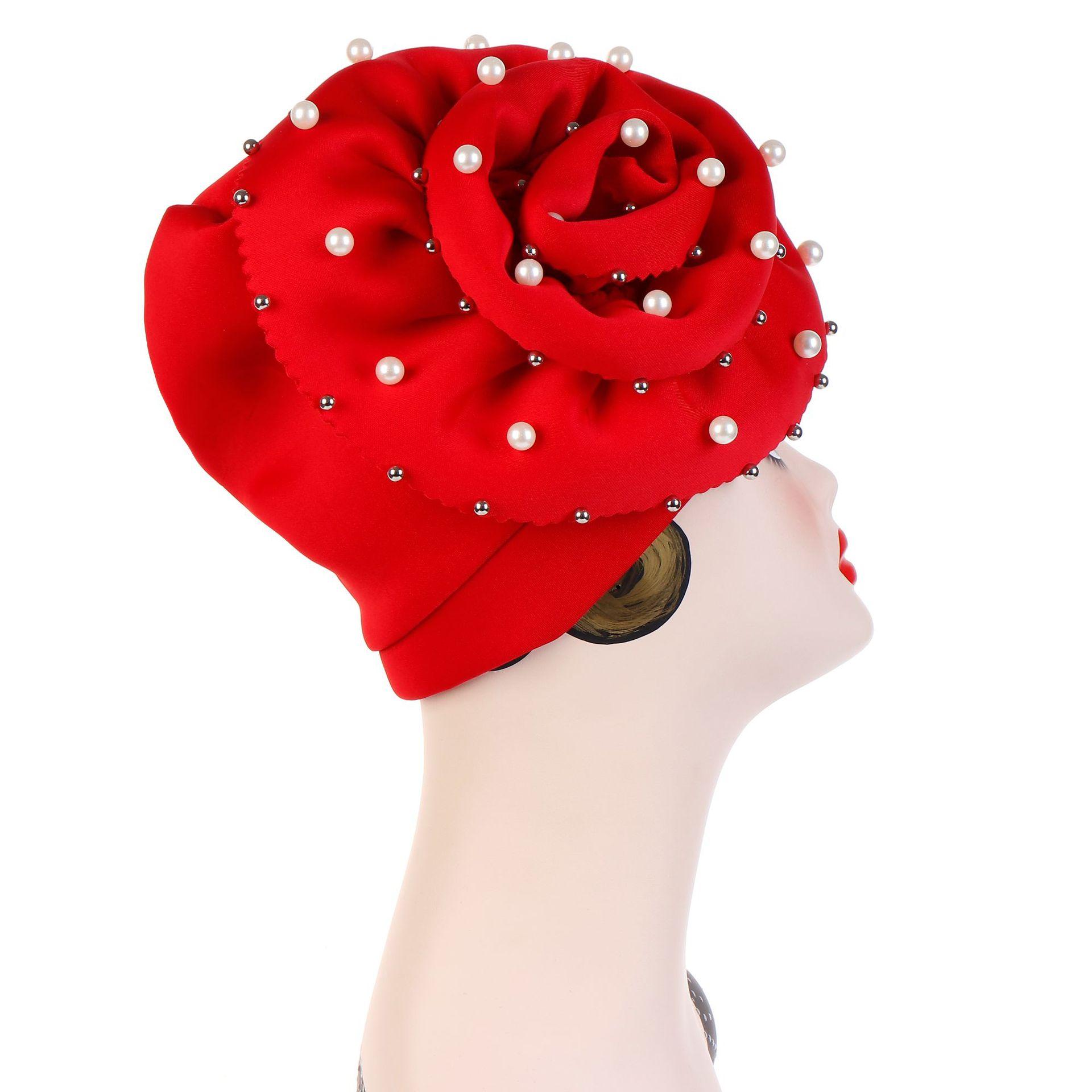 Bonnet indien fleur pour femmes musulmanes | Bonnet perte de cheveux, couvre-tête perlé Turban Cancer, mancherons, chapeaux islamiques pour femmes,