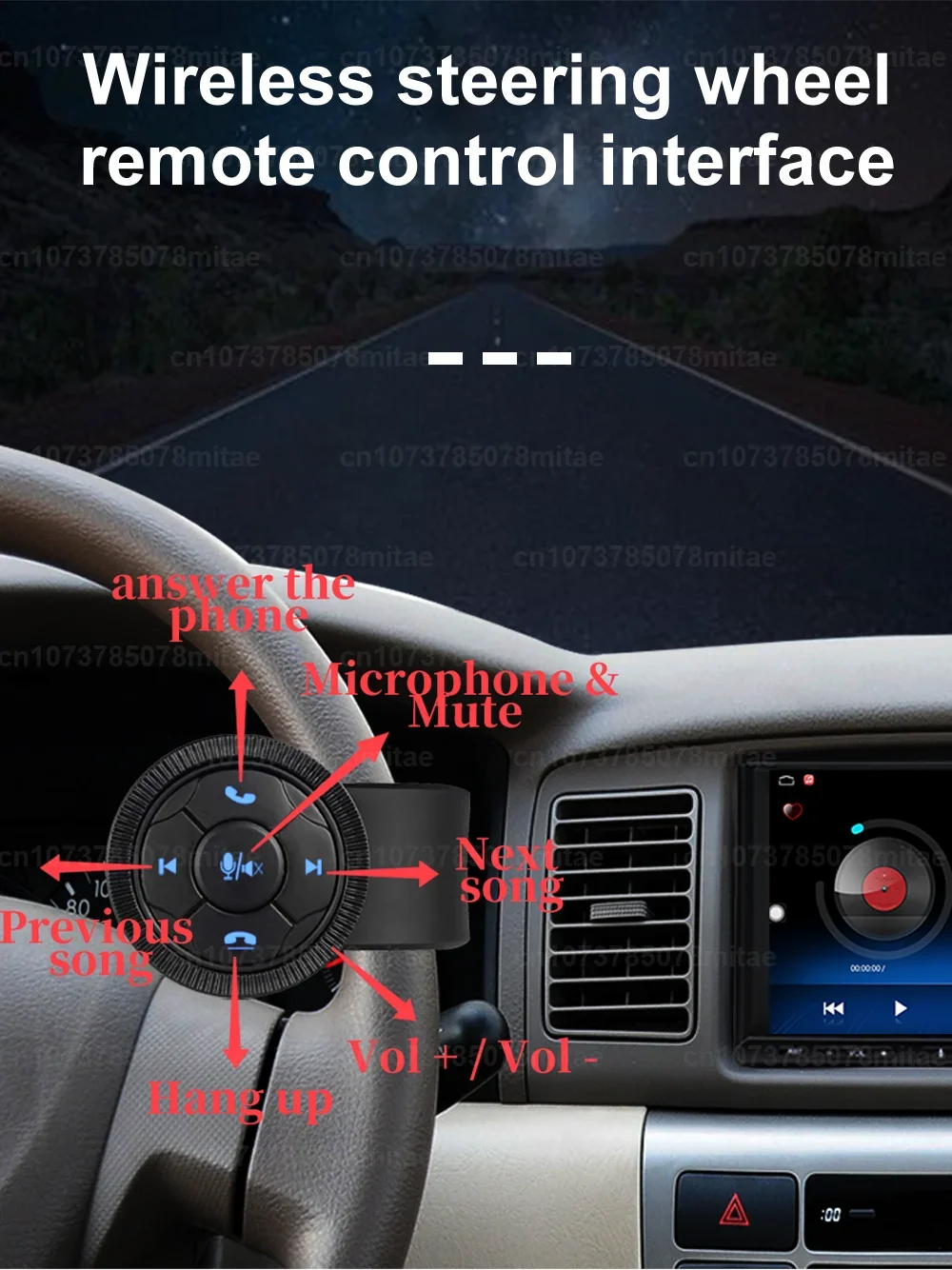 Controles remotos Control de volante de coche SWC con funciones de luz LED para Android Radio de coche reproductor Multimedia electrónica de coche