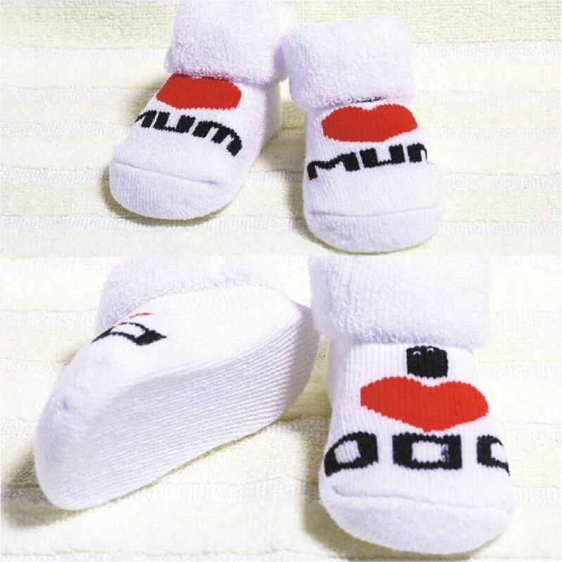 Baby Socks Brand Sweet Baby Kids Girls Boys Princess Ankle Socks Letter Love Mom Dad Short Socks 0-6M