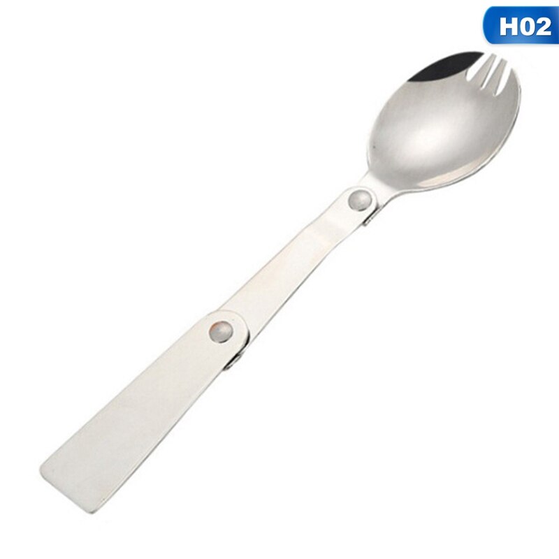 Camping Utensil Compact Stainless Pocket Spoon Fork Super Small Foldable Camping Travel Party Picnic Folding Pocket Spoon: 2