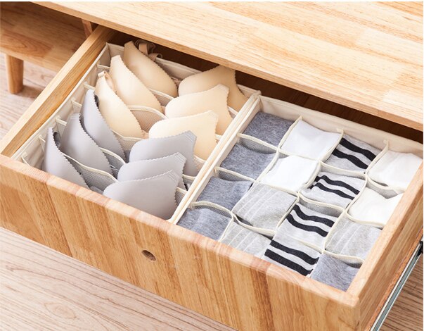 24/16/7 grid underwear/socks storage box Collapsible Underwear Storage Basket Cloth Box Detachable Sorting Elastic Split Holder