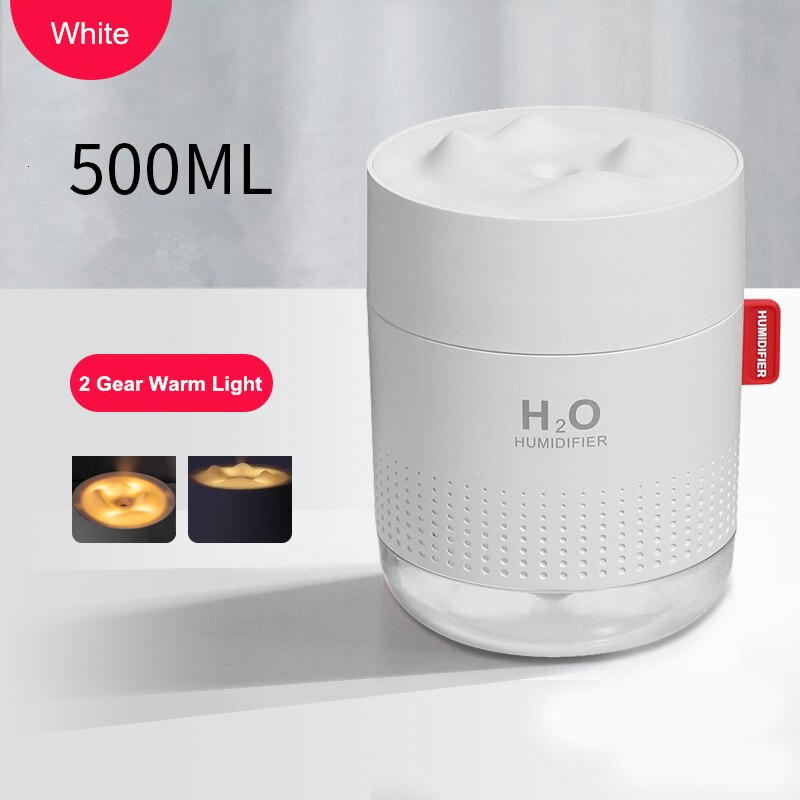 Drahtlose Luftbefeuchter USB Portbale Aroma Diffusor 2000mAh Batterie Wiederaufladbare Umidificador Ätherisches Öl Humidificador: 500ML Weiß