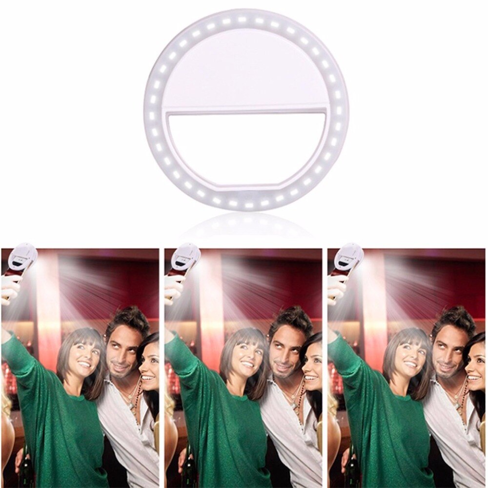 Clip de luz de teléfono móvil Selfie LED Flash automático para Teléfono Celular Smartphone redondo portátil linterna de Selfie espejo de maquillaje