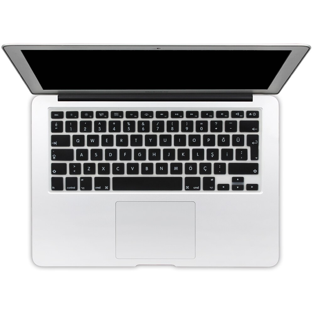 Autocollants de protection de clavier en Silicone de Version turque de l'ue pour Apple Macbook Pro 13 15 17 Retina Mac Air 13 couverture de clavier: black