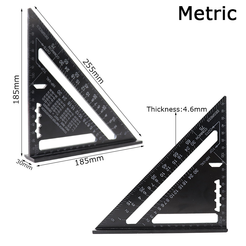 7 ''Aluminun Legierung Dreieck Winkel Ruler Messer 90 grad Winkelmesser Metric/Inch Quadrat Herrscher Für Holzbearbeitung Mess Werkzeuge: Metric