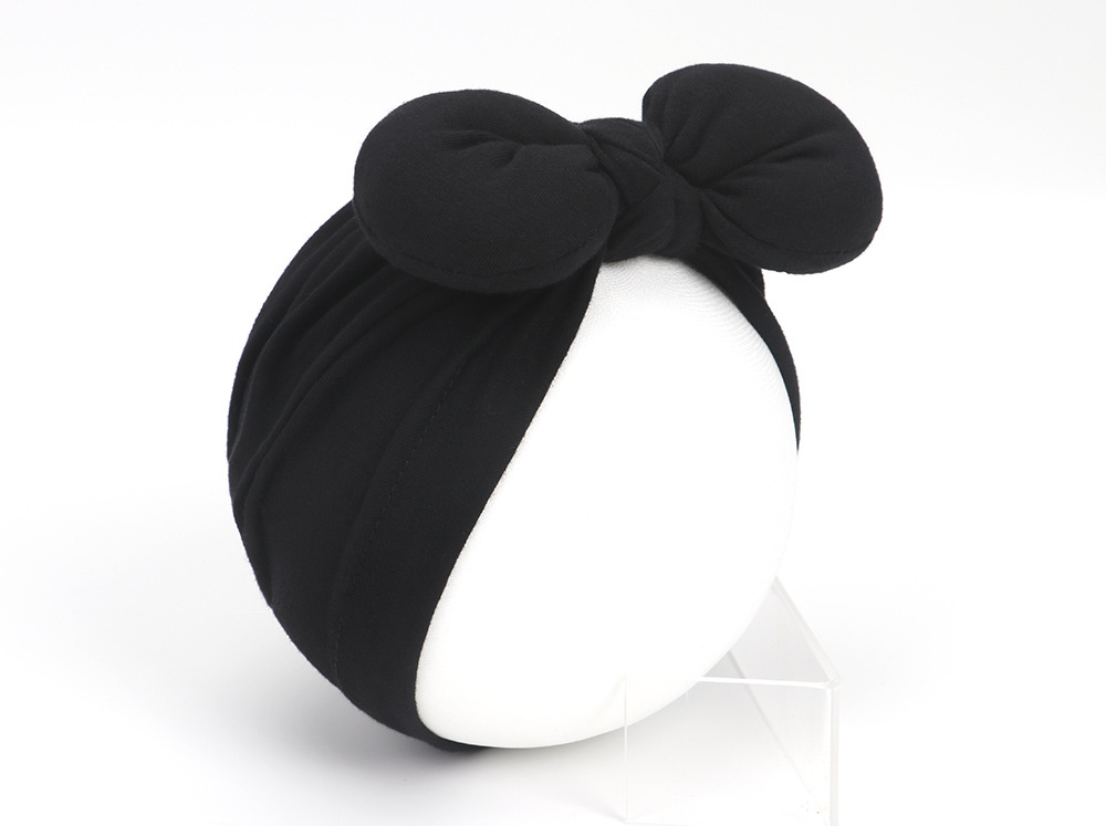 Baby Meisje Hoeden Baby Puur Katoen Strik Caps Kinderen Zachte Tulband Kids Headwrap Effen Kleur Mutsen Haaraccessoires: 12