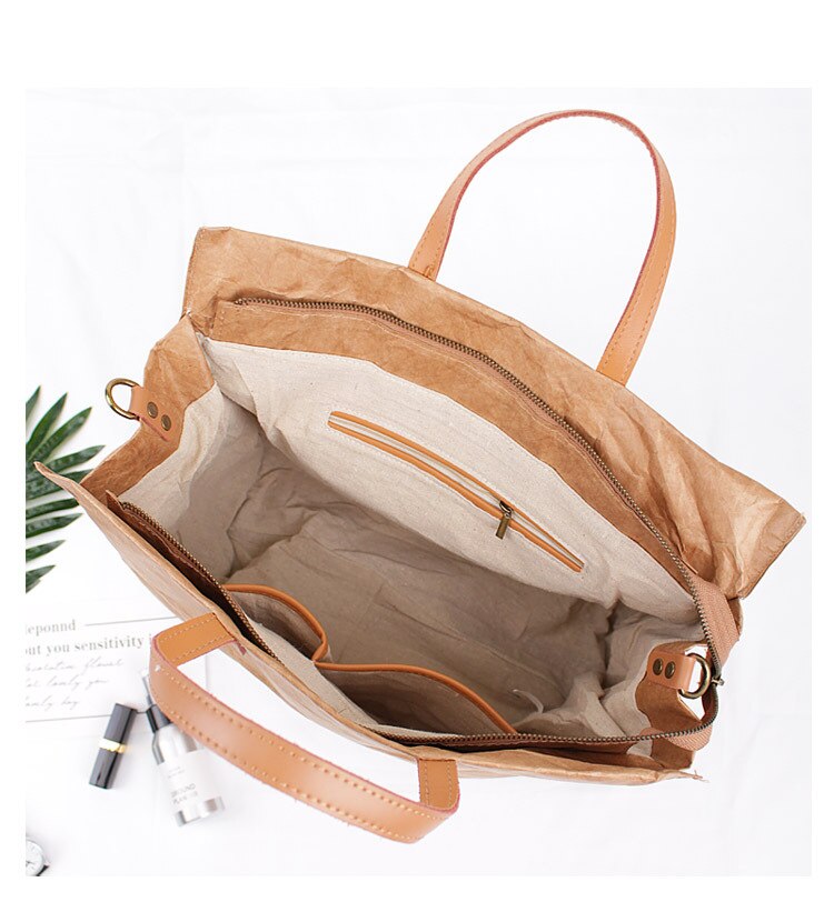 DuPont-Bolso de mano Vintage de gran capacidad para mujer, bandolera de papel Kraft, informal,