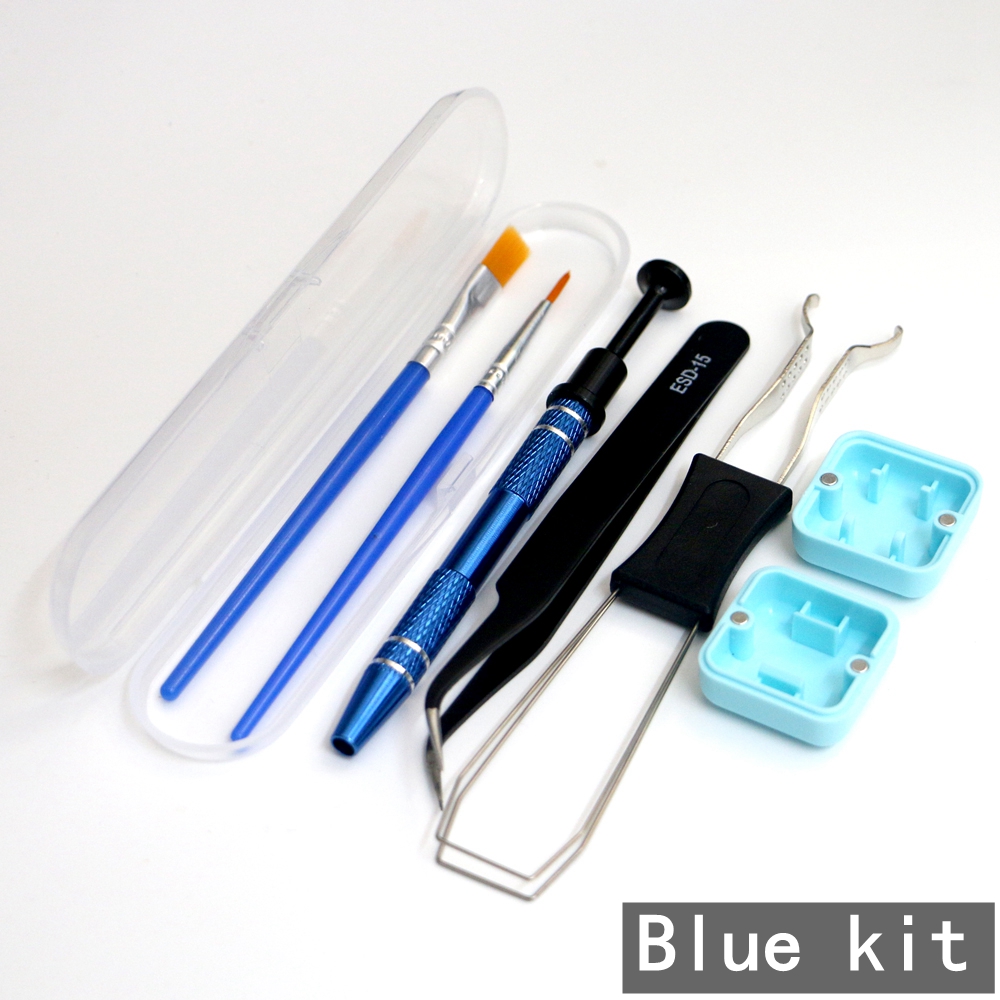 Keyboard Keycaps Switch Puller Opener Switch Lubrication Package for Mechanical Gamer Swap Mechanical Keyboard Accessory Kit: Cyan