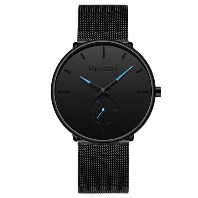 Minimalistiske herre casual ure til mænd business ur mandlige rustfrit stål mesh bælte simpelt kvarts ur reloj hombre: M sortblå