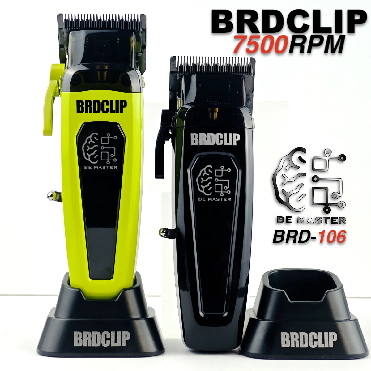 BRDCLIP Professioneller elektrischer Haarschneider BRD 106 Haarschneider für Männer, 7500 U/min, mit Basis, 5-stellbare DLC-Klinge, Friseurmaschine