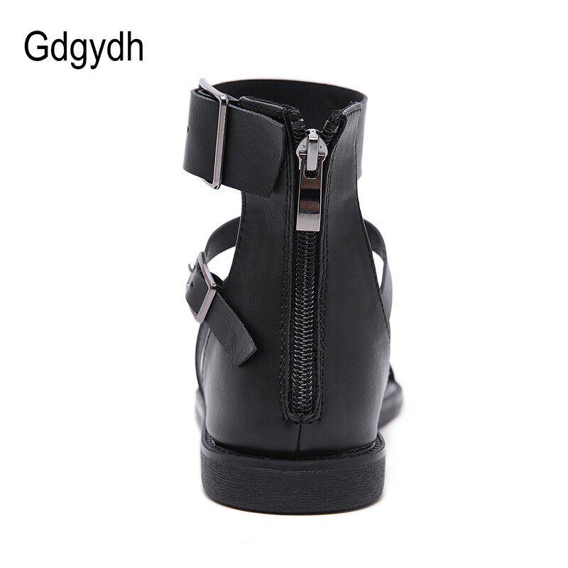 Gdgydh rzymski zwykły sandały gladiatorki dama buty na plażę klapki damskie płaskie buty na lato Bakc zamek błyskawiczny tanie i wysokiej jakości