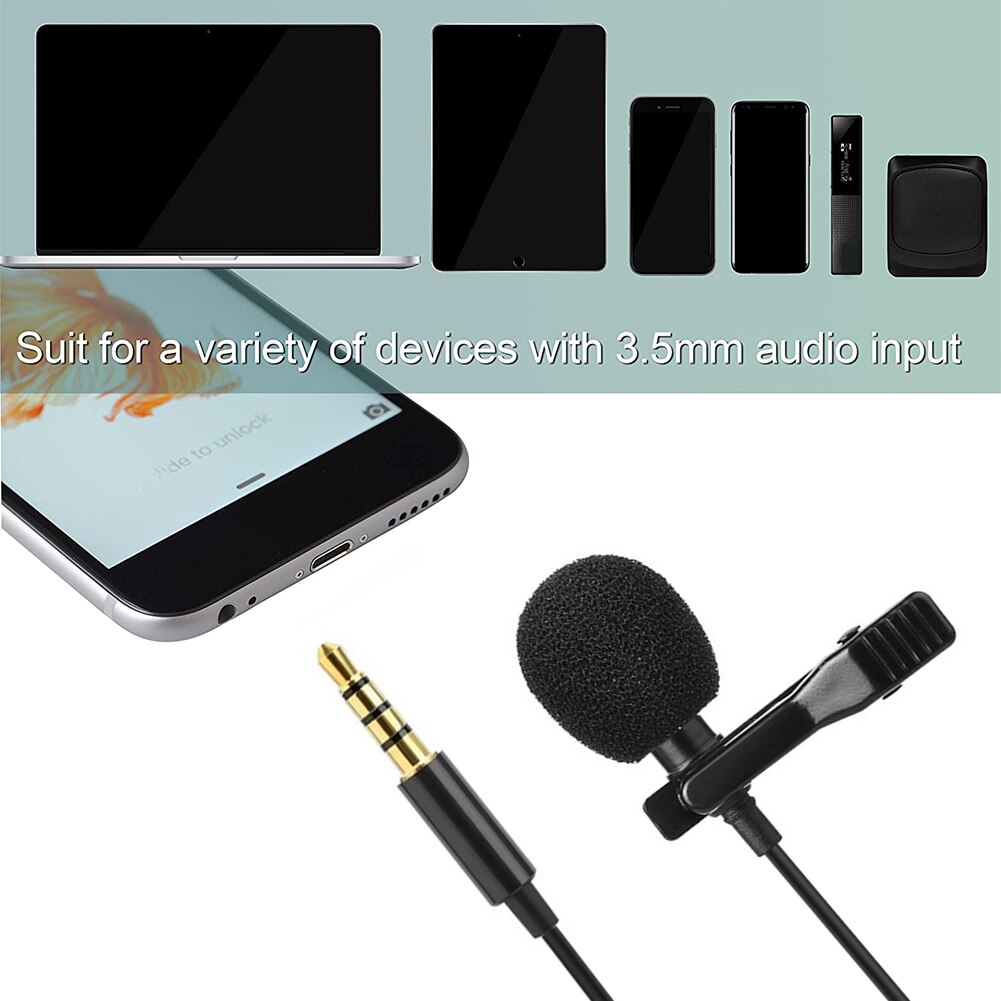 Mini Professionals Jack Clip-on Tie Collar Microphone 3.5mm Jack Plug Mic Stereo Mini Wired External Microphone for PC Phones