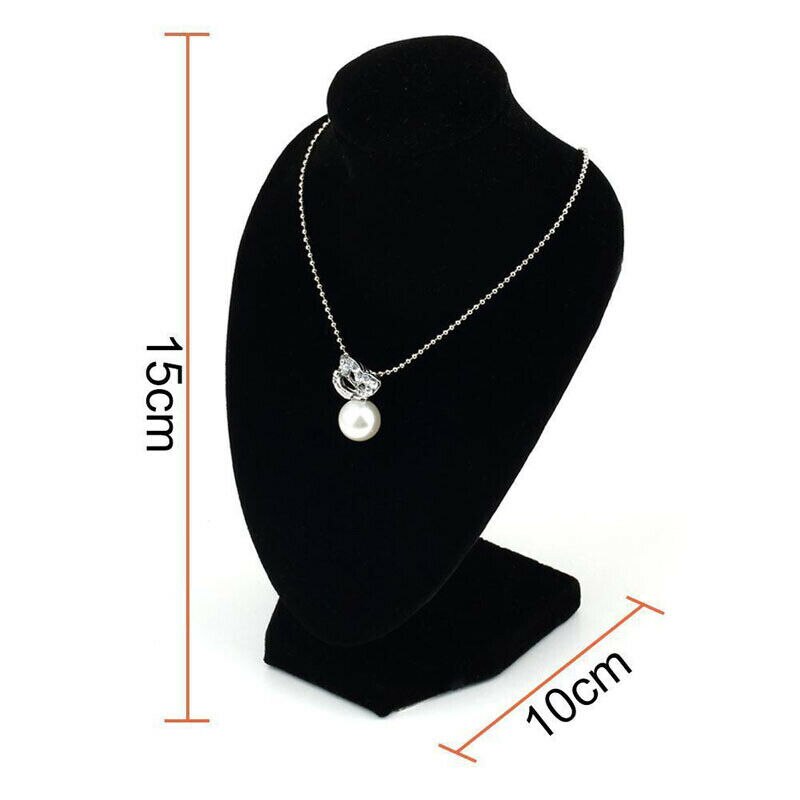 Lot De 3 Présentoirs à Colliers Buste Velours Noir - Support Bijoux élégant Avec Base Large Pour Rangement Et Exposition
