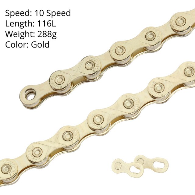 SCUD Mtb Bike Chain 9 10 11 12 Speed Mountain Road Bicycle Chains Double X Rainbow Silver 116L Lightweight 10 v corrente: 10 Speed Gold