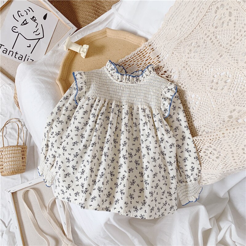 Koreaanse Stijl Bloemenprint Blouse Shirt Lente Zomer Lange Mouw Meisje Prinses Blouses Top Kids Outfits