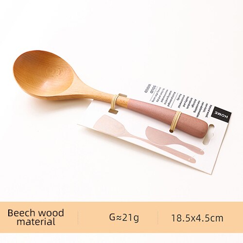 Painted Wooden Handle Wooden Spoon Beech Wood Mixing Curved Handle Spoon Bamboo Teaspoons Soup Ladle Tableware Kitchen Utensils: Pink