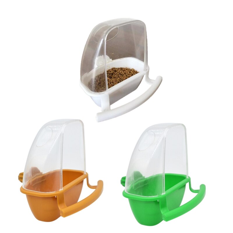 Parakeet Feeder Bird Feeder with Perch Food Dispenser Plastic Container for Cage No Mess Splash Proof Easy to Refill