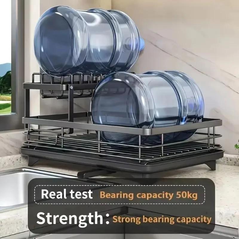 Adjustable Kitchen Dish Drying Rack Plates Organizer with Drainboard Stainless Steel Drainer Storage Rack Kitchen Accessories