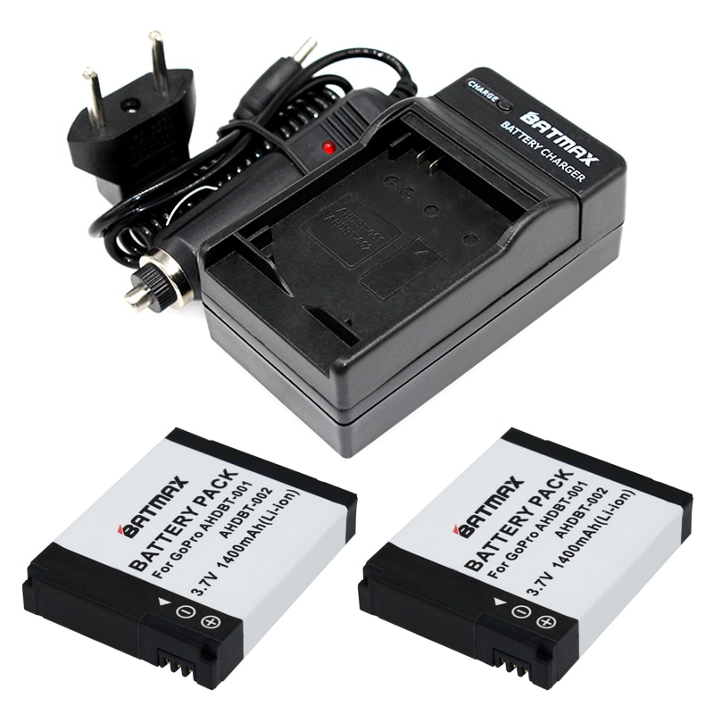 1400 mAh Batterijen (2-Pack) en Oplader Kit voor GoPro HD HERO2 en GoPro AHDBT-001, AHDBT-002o Hero 2