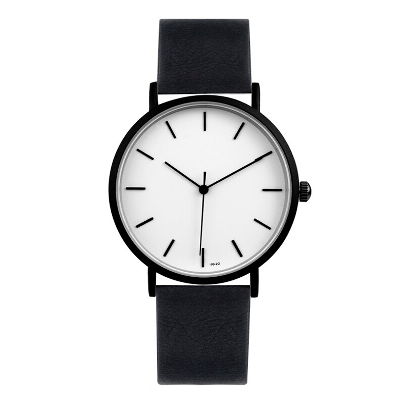 Enmex cool style lady wristwatch Brief vogue simple stylish Black and white face stainless steel quartz clock watch: E8001