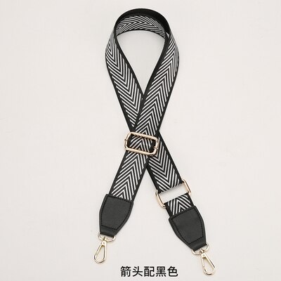 3.8cm zwarte witte strepen nylon katoenen stoffen tas riem diy enkele schoudertas riem handvat 88 ~ 140cm verstelbaar: 4