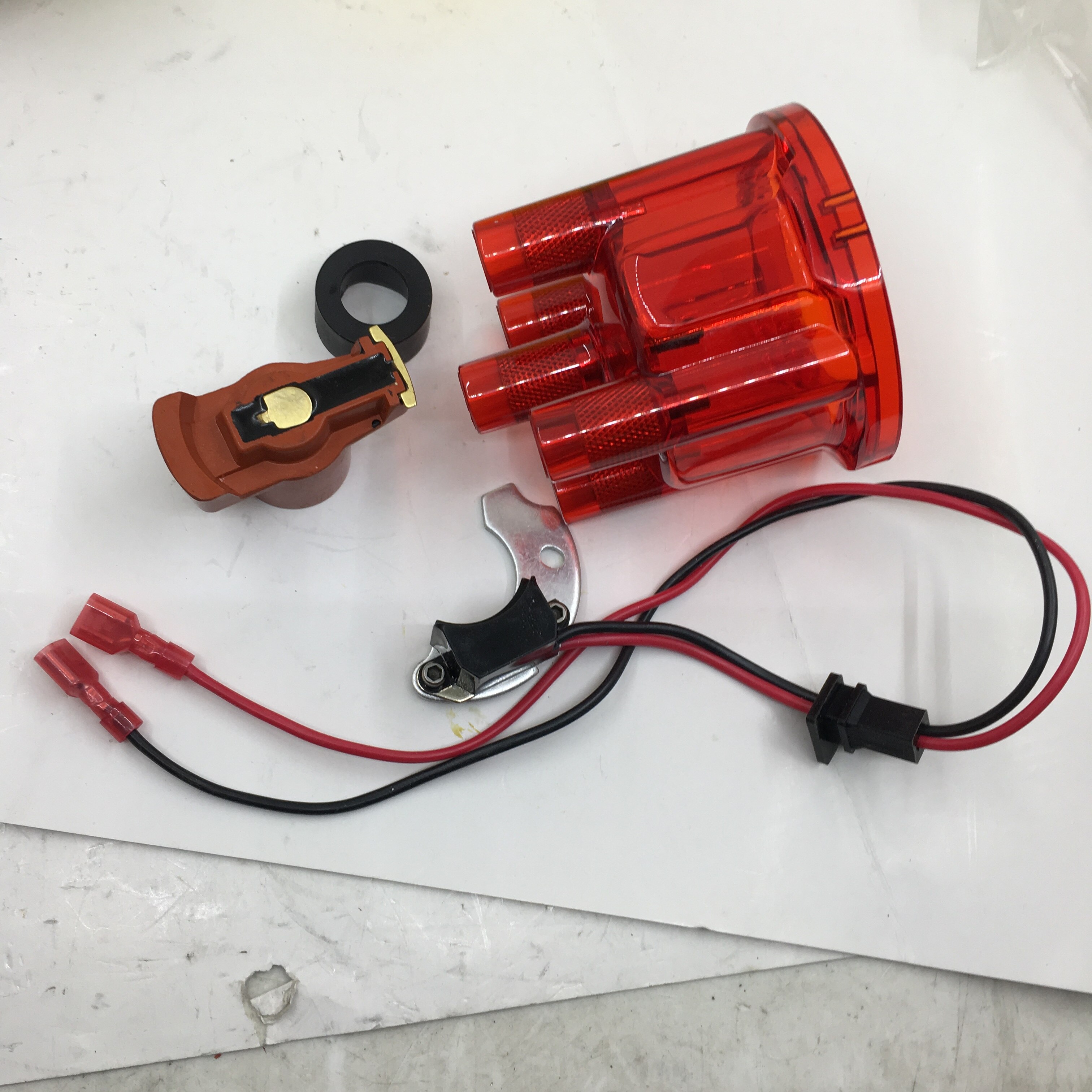 Sherryberg Elektrische Elektronische Ontsteking Kit JFU4 + Distributeur Rode Kleur Cap &amp; Rotor Voor Ford Pinto Voor Bosch Distributeur Empi