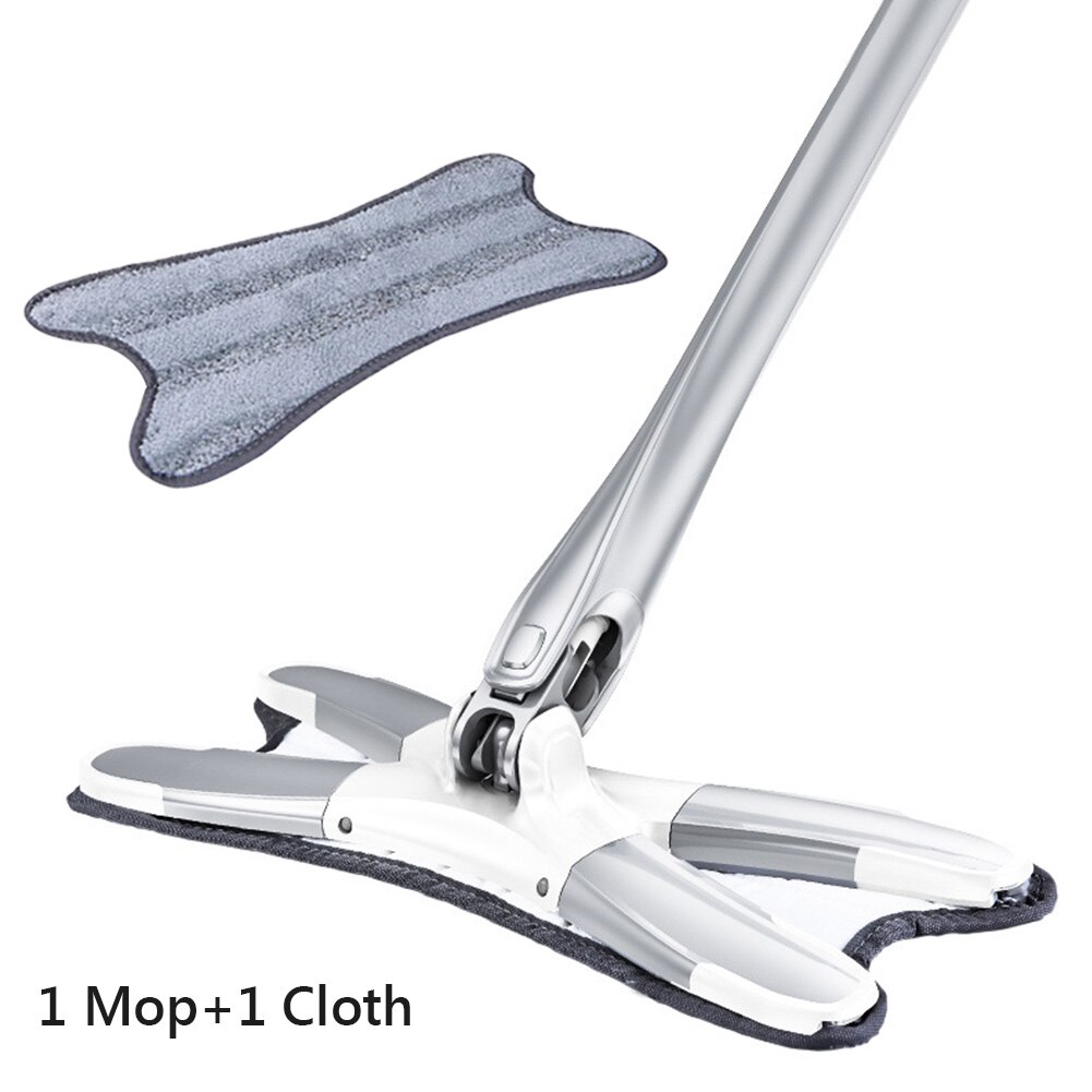 X-type Floor Mop Flat Mops 360 Degree For Wood Ceramic Tiles Home Cleaning Tool Household with Reusable Microfiber Pads Lazy Mop: Set 1
