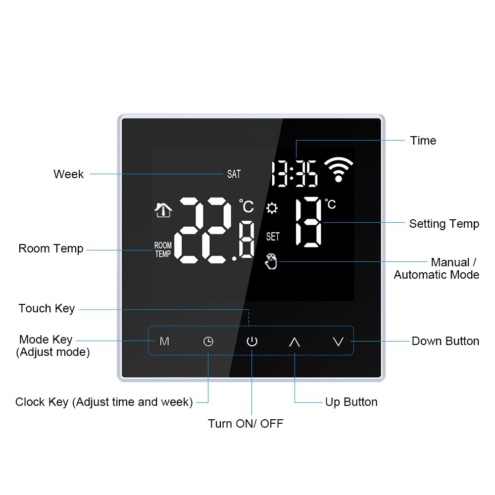 Wifi Smart Thermostat Digital Temperature Controller LCD Screen APP Control Circulation Programmable Electric Underfloor Heating