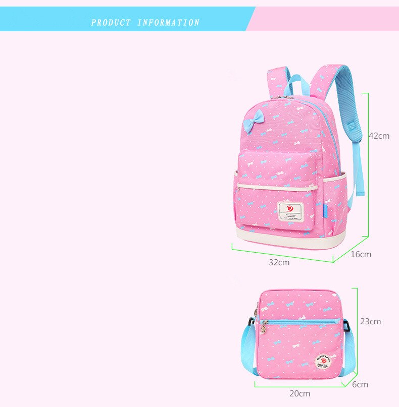3 Pecs/Set Mode Boog Gedrukt Orthopedische School Tassen Voor Tienermeisjes Schooltas Voor Primaire Student Zoete En Leuke rugzak