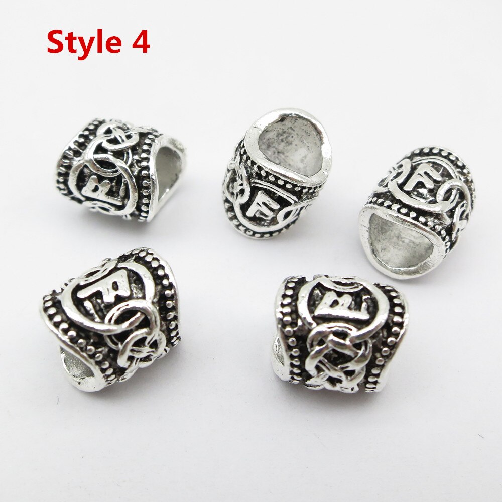 24Pcs/5Pcs Viking Rune Haar Vlecht Dread Dreadlock Baard Kralen Ringen Buizen Voor Mannen Vrouwen Haar Accessoires: 5pcs Style 4