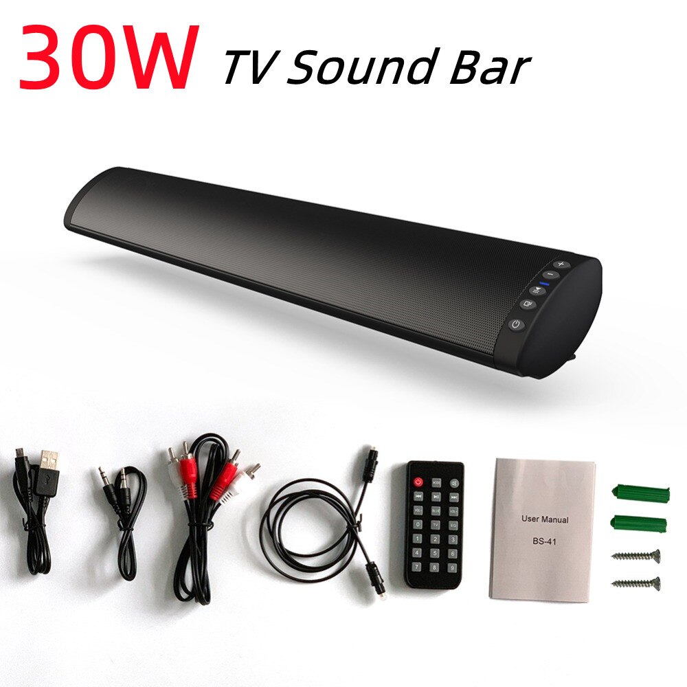 30W Tv Bluetooth Soundbar Bar Home Theater Music Center Hifi Stereo Fm Radio Voor Tv Pc Lange Bar Muur mount Caixa De Som Draadloze