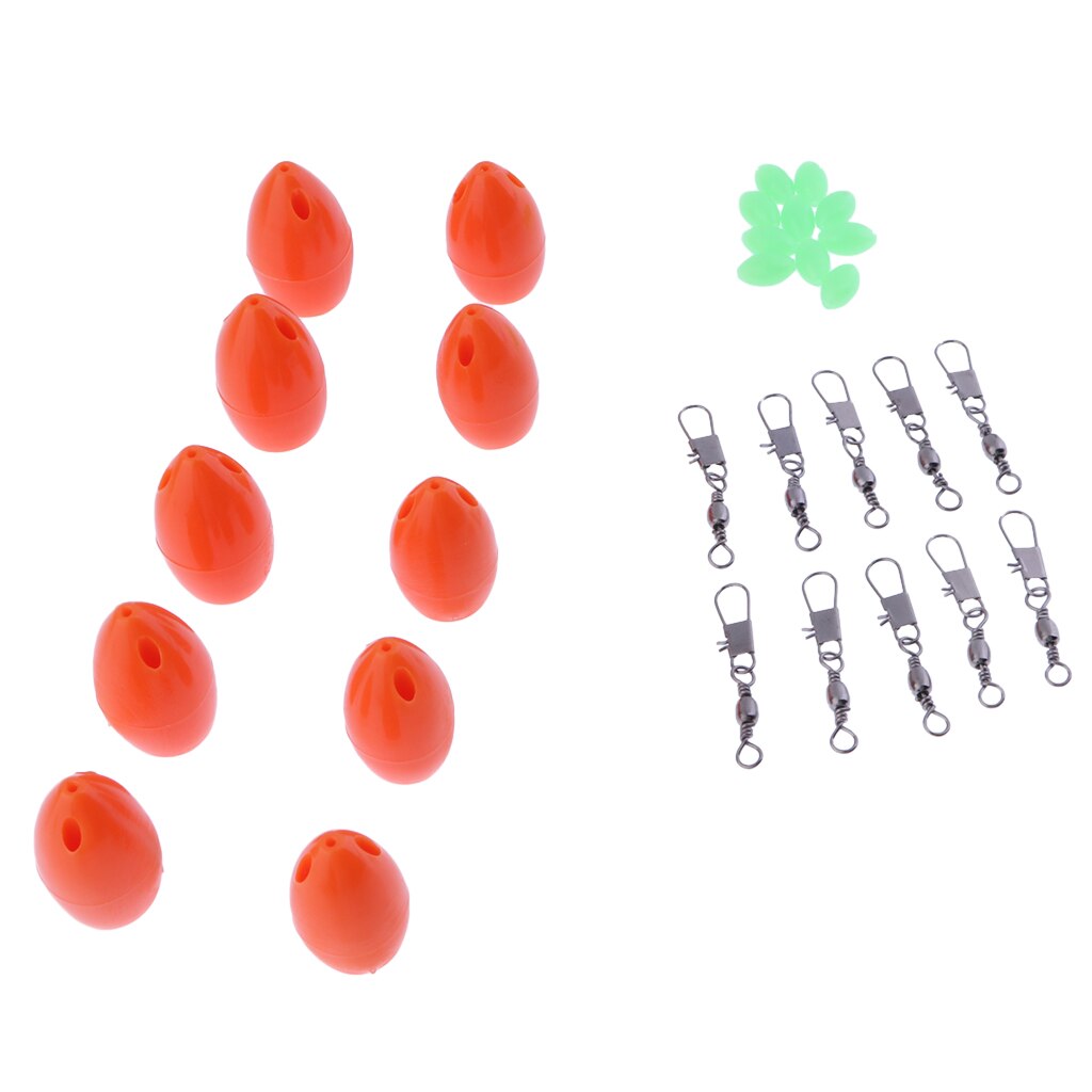 10pcs Plastic Floating Bombarda Floats Long Distance Casting Lure with Beads and Rolling Swivels: Orange