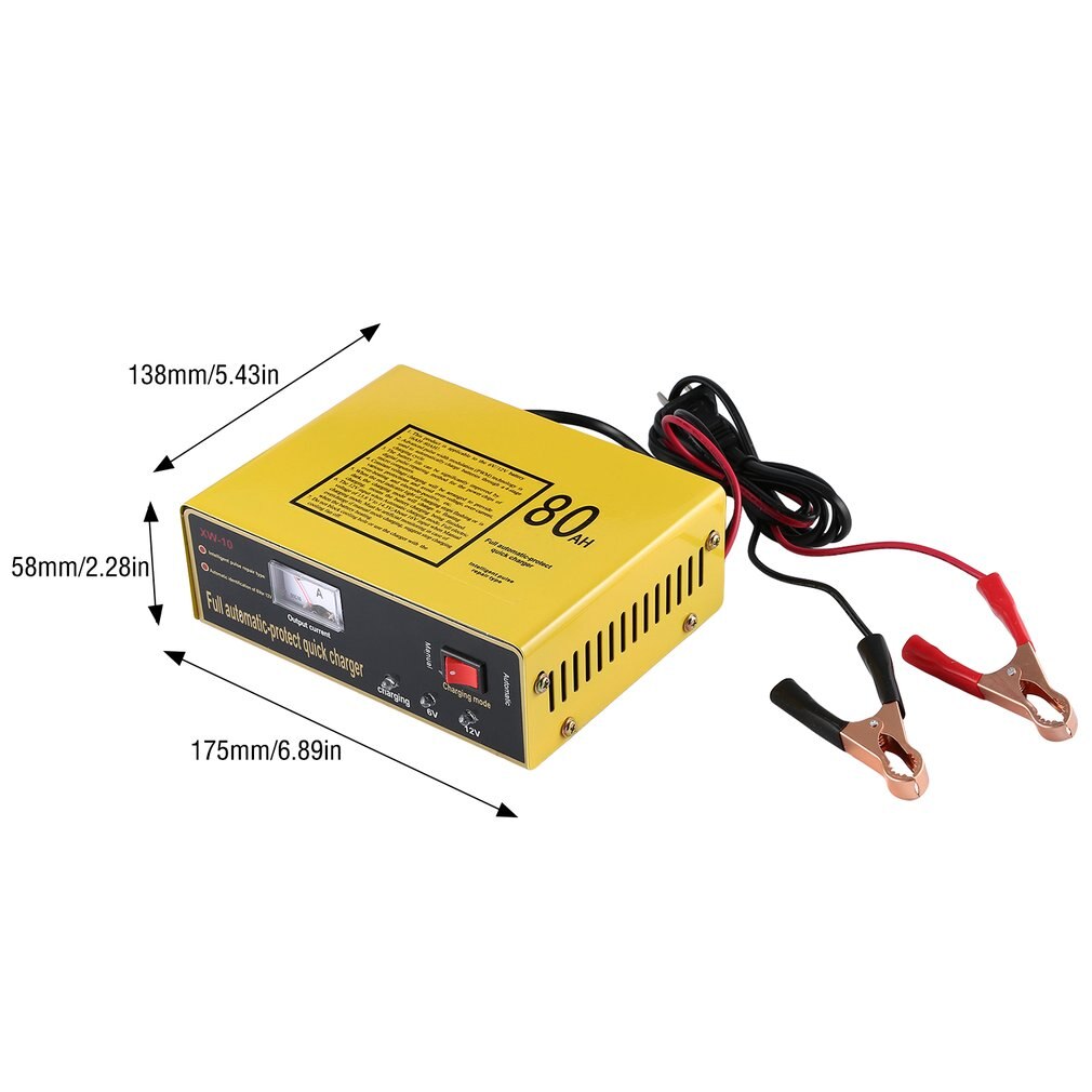 140W Full Automatic-protect Quick Charger 6V/12V 80AH Automatic Intelligent Car Battery Charger Negative Pulse