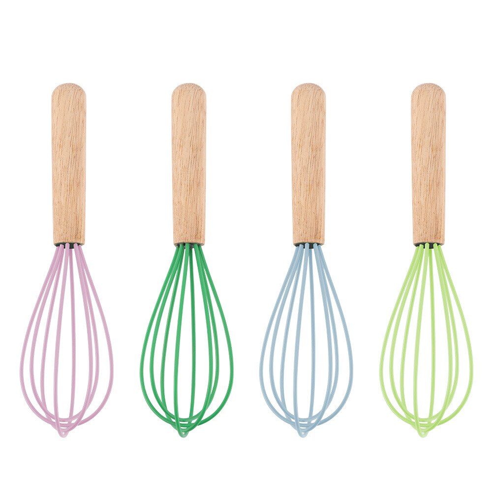 7-inch Mini Silicone Eggbeater Logs Scandinavian Minimalist Style Multi-color Selectable Handle Waterproof Processing
